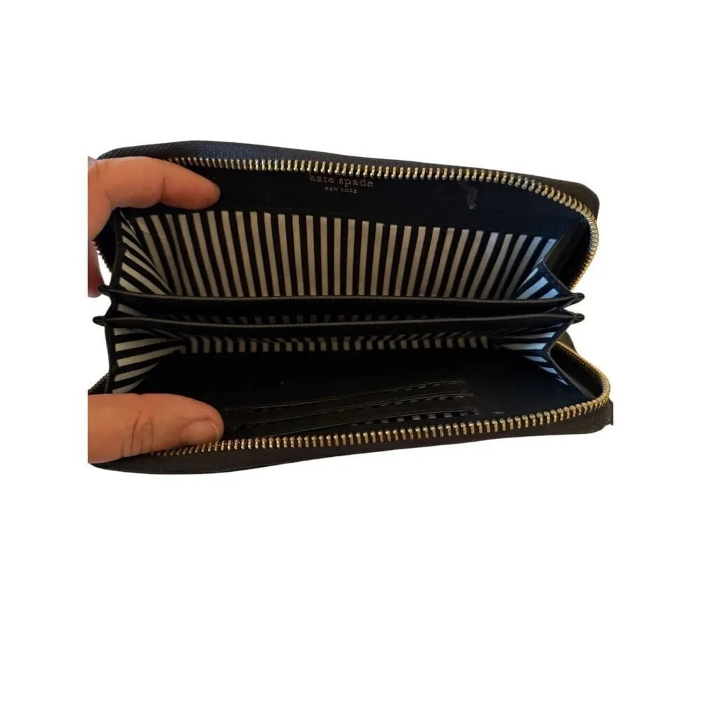 Kate Spade Womens Black Zip-Around Cardholders Wristlet Wallet